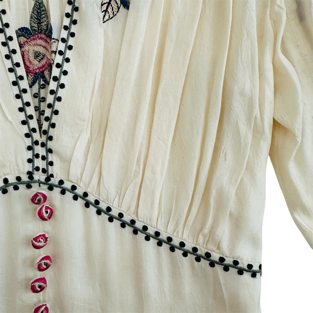Isabel Marant Moyrae Embroidered Floral Silk Maxi Dress size 36 | US 4 Bohemian - Picture 10 of 16